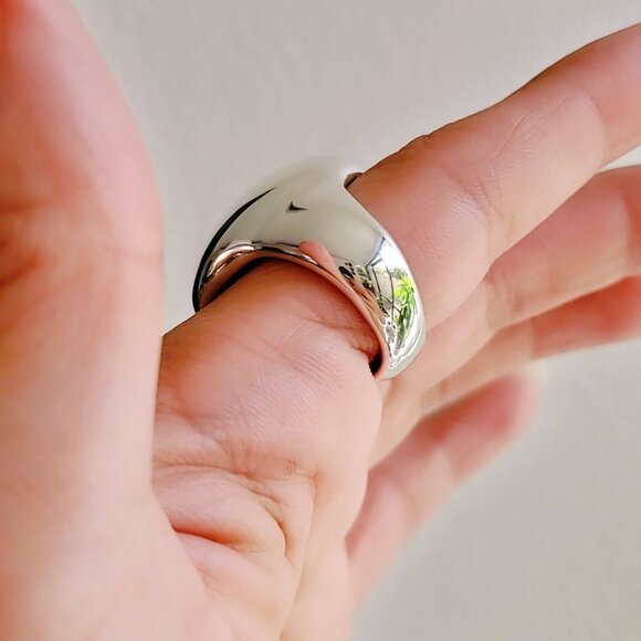 Large Bold Sterling Silver Dome Ring, Chunky Electroform Dome Ring, Sexy Ring - Picture 5 of 9